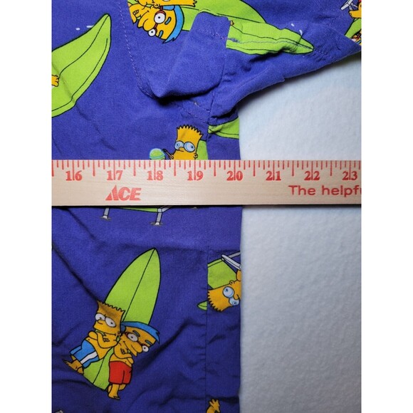 The Simpsons Bart & Milhouse Surfing Hawaiian Rayon Button Up Shirt Adult Medium - Picture 6 of 7